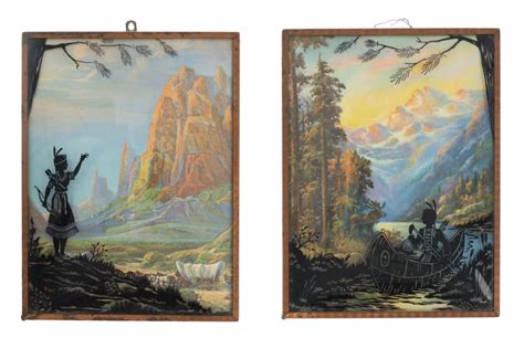 At Auction: Reverse Painted Silhouettes On Convex Glass (2)