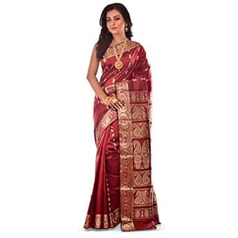 Buy PRANTIKA Women's Katan Silk Meenakari Original Baluchari ...