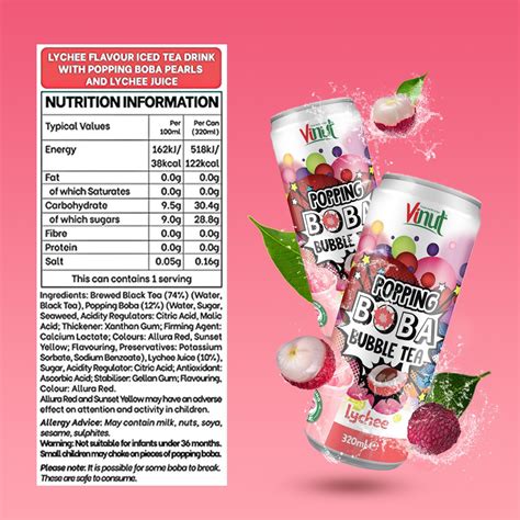 Refreshing Lychee Flavored 320ml Vinut Popping Boba Bubble Tea ...
