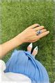 Neptune Blue Stone Hexagon Diamante Ring