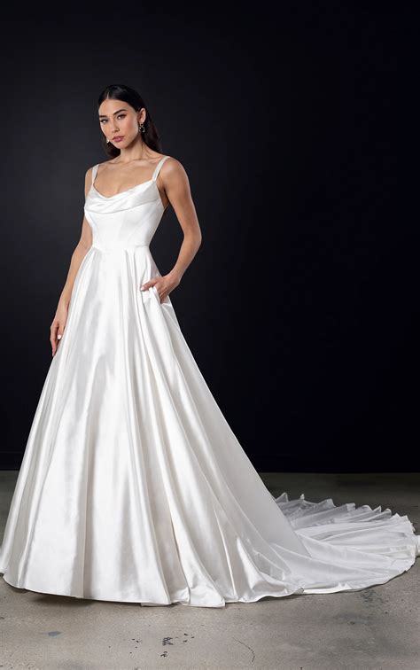 Understated Luxury Ballgown Wedding Dress with Cowl Neckline