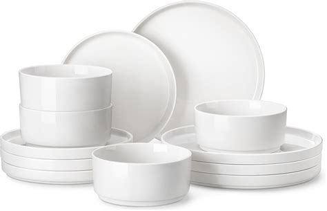 Amazon.com | zexstar Plates and Bowls Sets,12 Pieces Porcelain ...