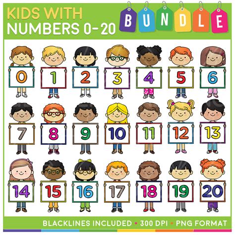 Kids with Numbers Clip Art Bundle (0 to 20)