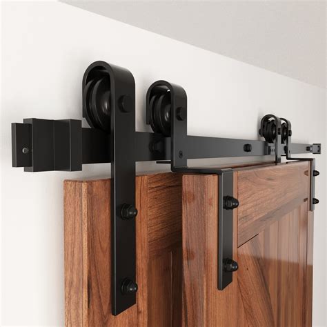 WINSOON 6FT Single Track Bypass Barn Door Hardware Double Doors Kit ...