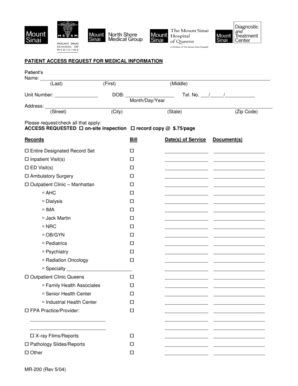 Fillable Online mountsinai The Mount Sinai Medical Center - mountsinai ...