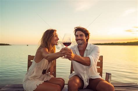海滩上喝酒的夫妻高清图片下载-正版图片600316329-摄图网