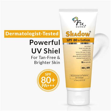 0.5% Vitamin E, Shadow Sunscreen Lotion SPF 80+ – Fixderma Skincare