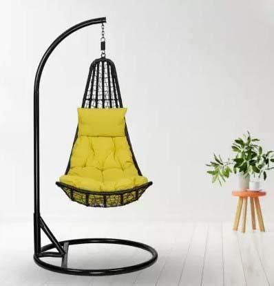 ANAND INDIA GROUPS Wicker Rattan Wrought Iron Single Seater Swing Chair ...