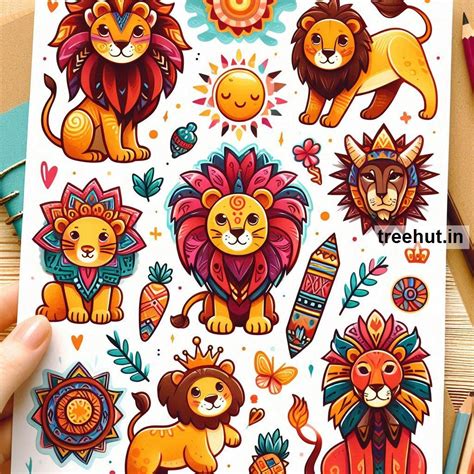 Printable Lion Stickers and 20 India Craft Activities for Kids, Adults ...