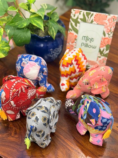 Elephant - Pure Cotton Handmade Soft Toys 2 Piece – Mint Pillow