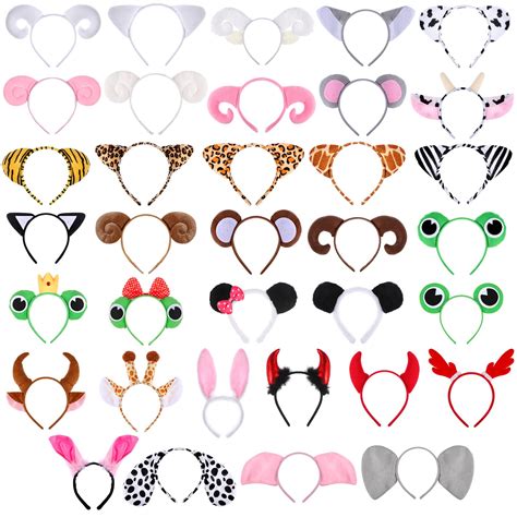 Hoemwarm 35 Pcs Animals Ears Headbands Zoo Jungle Animal Cat Ears Hair ...