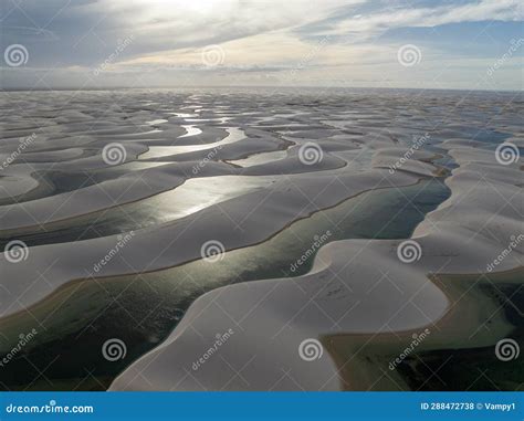Aerial View of Lencois Maranhenses. White Sand Dunes with Pools of ...