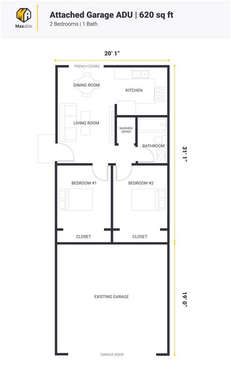 Adu Floor Plan Attached Garage Accessory Dwelling Unit Floor Plans