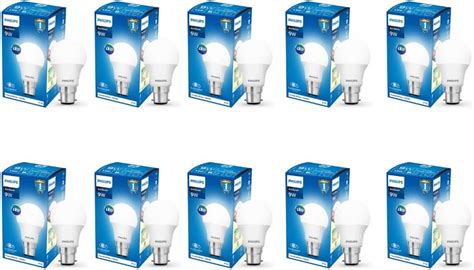Buy Philips 9-Watts B22 LED Cool Day White LED Bulb, Pack of 10, (Ace ...