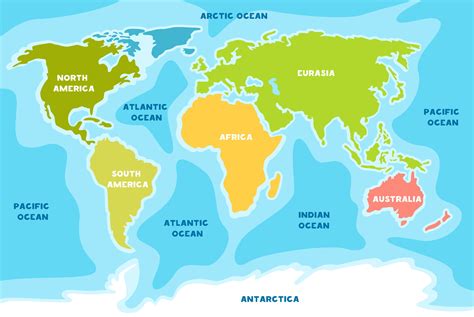 para niños mapa de el mundo. America, europa, Asia, África, Australia ...