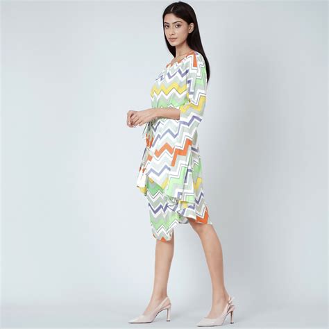 Orange and Yellow Chevron Midi Dress – First Resort by Ramola Bachchan