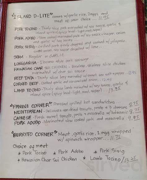 East Bay Cafe Depot menu in Fremont, California, USA