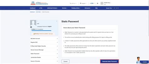 Generate Static Password User Manual | Income Tax Department