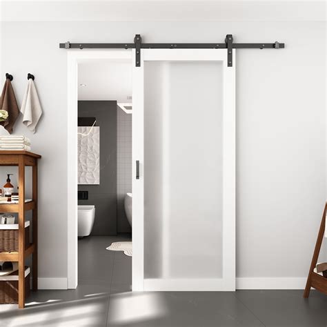 BARNSMITH 36in x 84in Glass Barn Door with 6.6FT Sliding Door Hardware ...