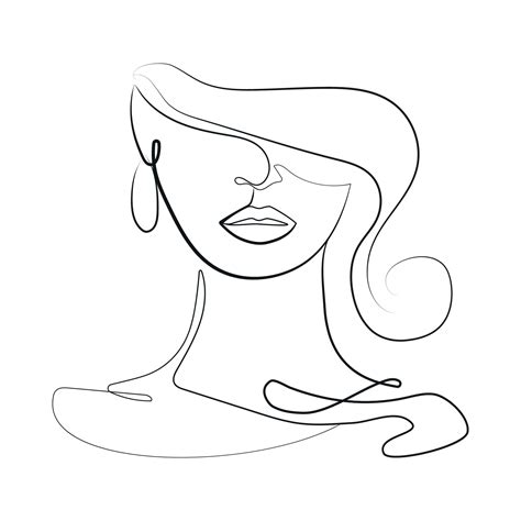 Minimalist Line art drawing of woman abstract face.Vector Illustration ...