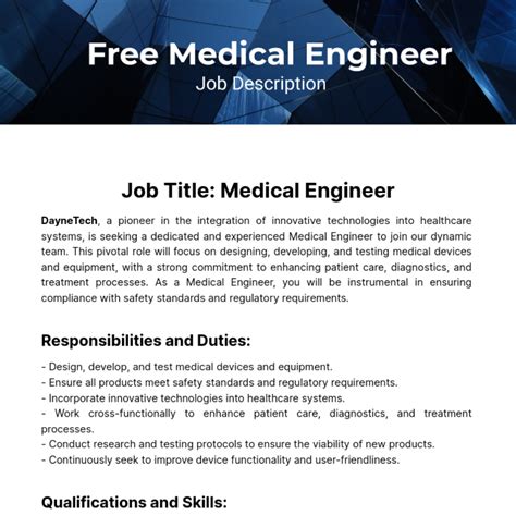 Medical Device Engineer Job Description at Kaitlyn Maund blog