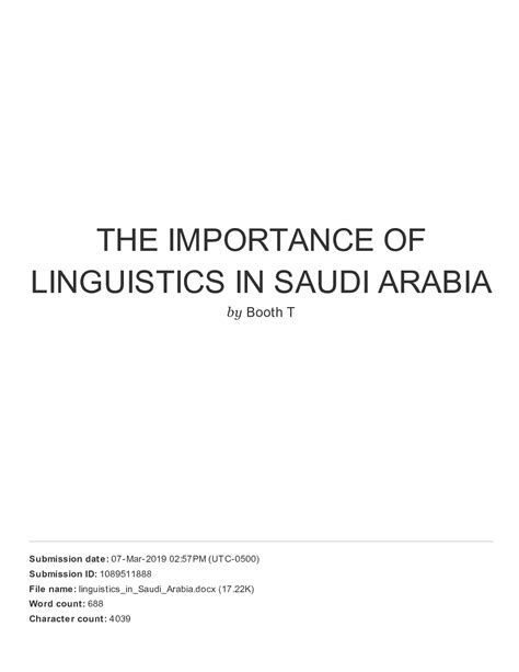 SOLUTION: The Importance Of Linguistics In Saudi Arabia - Studypool