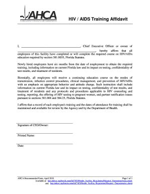Fillable Online HIV / AIDS Training Affidavit - MyFlorida.com Fax Email ...
