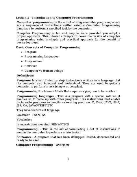 Image result for First Lesson for Computer Programming Beginers