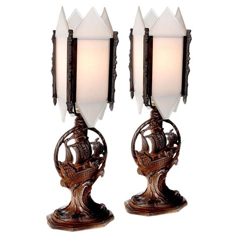 Matching pair of Deco Table Lamps For Sale at 1stDibs