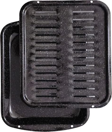 Amazon.com: Broiler Pan for Oven Nonstick 16" x 13" Porcelain Nonstick ...