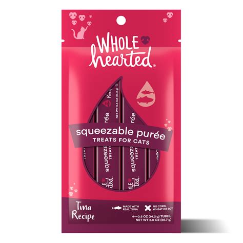 WholeHearted Tuna Recipe Puree Squeezable Cat Treats, 0.5 oz., Count of ...