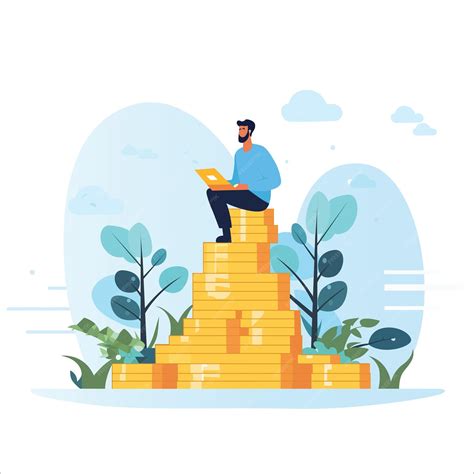 Premium Vector | Minimalist ui illustration of a man wealth growing financial assets and income ...