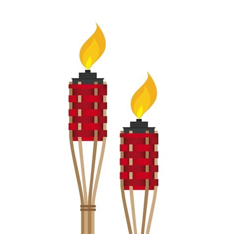 Illustration vectorielle de la lampe rouge en bambou ou Pelita Buluh La ...