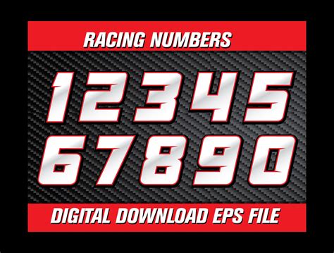 Digital Download Numbers Motorcycle Racing Motocross Car Font 0-9 SVG ...