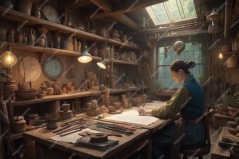 Premium AI Image | Fantasia Forge Inside the Dreamweavers Workshop of ...