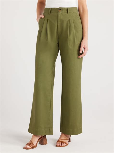 Free Assembly Wide Leg Chino Pants - Fit, High Rise - Walmart.com