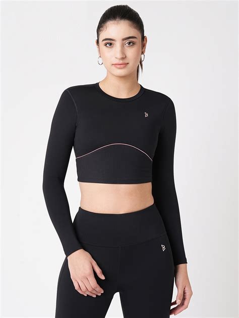 Black & Purple Endurance Full Sleeve Crop Top – BODD ACTIVE