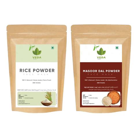 VEDA ORGANICS VEDA Rice Powder & Masoor Dal Powder - 200+200 Grams ...