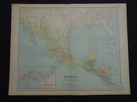 1877 MEXICO Old Map LARGE Original Antique Maps About - Etsy