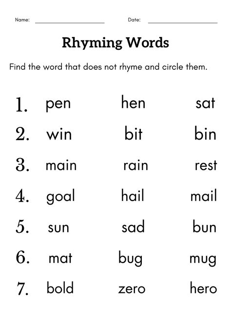 Rhyming Words Worksheet For Grade 2