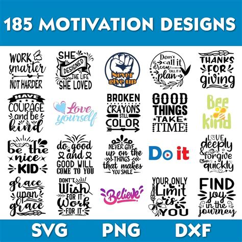 Buy 185 Motivaton Bundle, Motivation Svg Set, Motivation Quotes ...
