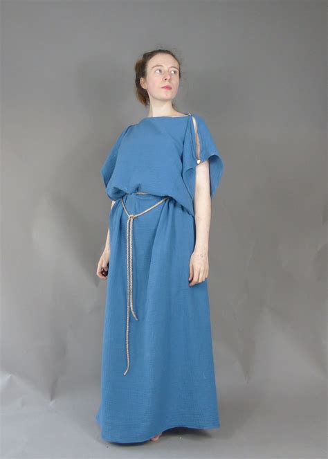Womens greek cotton gauze tunic ancient world peplos chiton historical ...