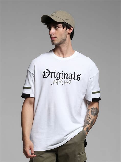 White Printed Drop Shoulder T-shirt