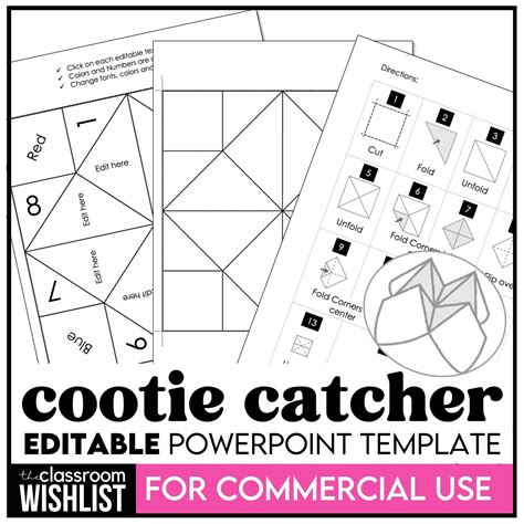 Cootie Catcher Template | Fortune Teller Editable Template | Commercia ...