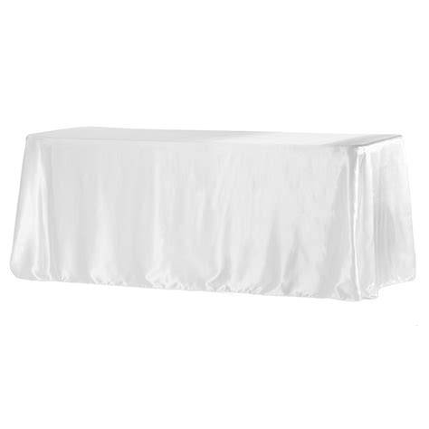 90 x 156 inch Rectangular Satin Tablecloth White at CV Linens