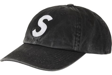 SUPREME PIGMENT COATED S LOGO 6-PANEL BLACK