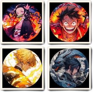 Anime Framed Poster Mix-2 Anime Painting Wall Frame, Wall Art Laminated ...