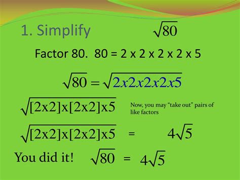 PPT - Simplifying square roots PowerPoint Presentation, free download ...