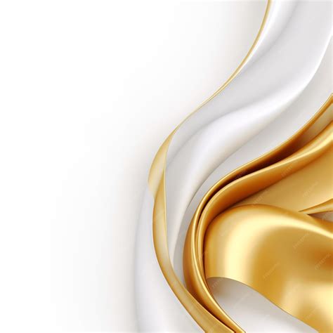 Premium Photo | A white background with a gold fabric that is wavy and ...