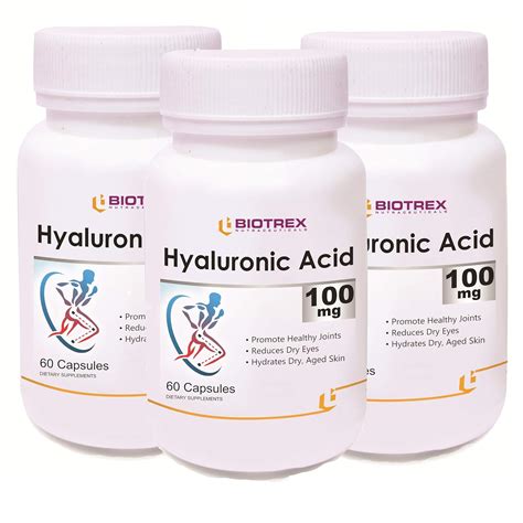 Biotrex Hyaluronic Acid - 100mg (60 Capsules), Combo Pack of 3 : Amazon ...